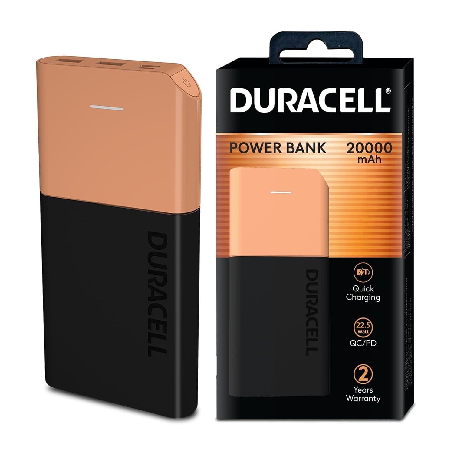 Open-box Duracell 20000 MAH Slimmest Power Bank with 1 Type C PD and 2 USB A Port, 22.5W Fast Charging Portable Charger to Charges 3 Devices Simultaneously for iPhones, Android Phones, Smart Watches & More