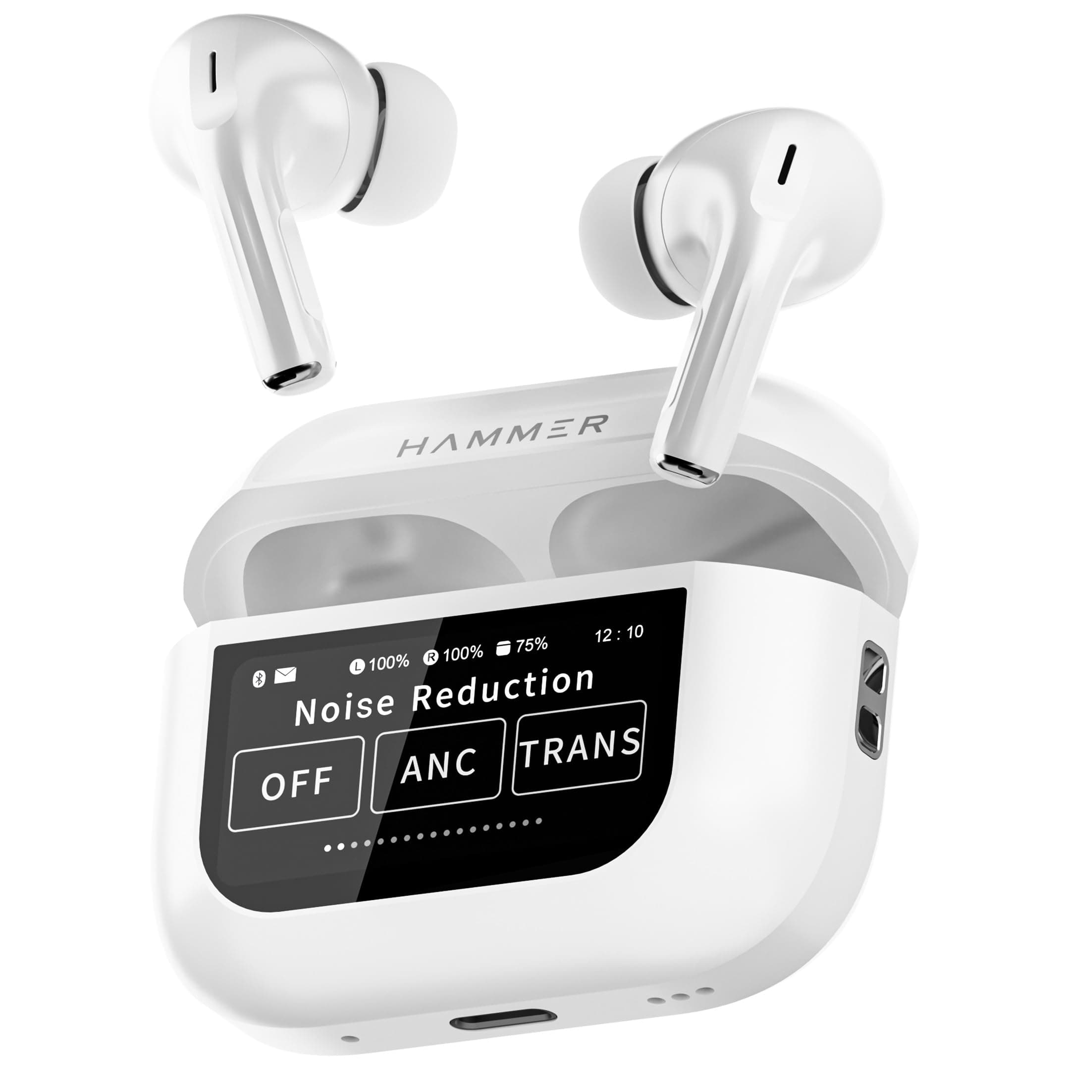 HAMMER Screen TWS, ANC (32Db), Smart Touch Display True Wireless Buds, Type-C Fast Charging